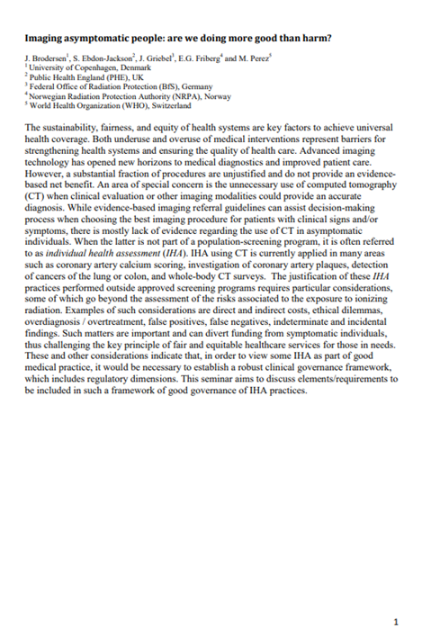 Imaging asymptomatic people: are we doing more good than harm?